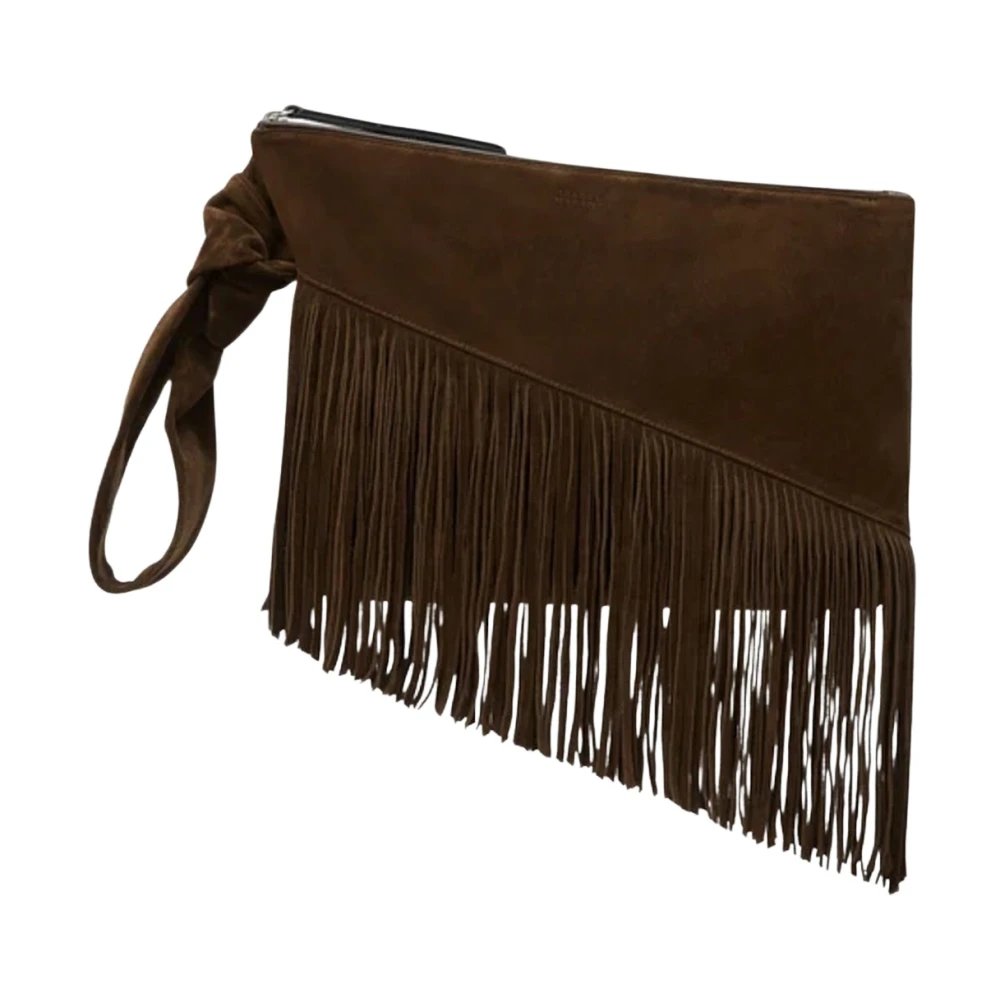 Isabel marant Zachte Schoudertas in Zwart Fluweel Leer Brown Dames