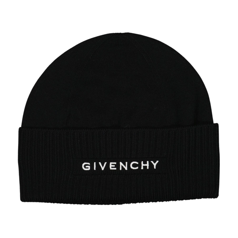 Givenchy Logo Geborduurde Wollen Beanie Black Dames