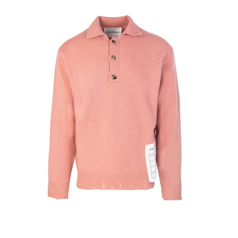 Amaránto Roze Polo Sweater Chic Geribbeld Pink Heren