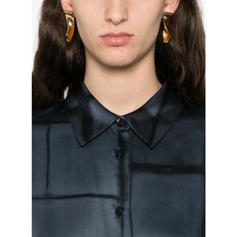 Kiton Navy Blue Zijden Maxi Jurk Blue Dames
