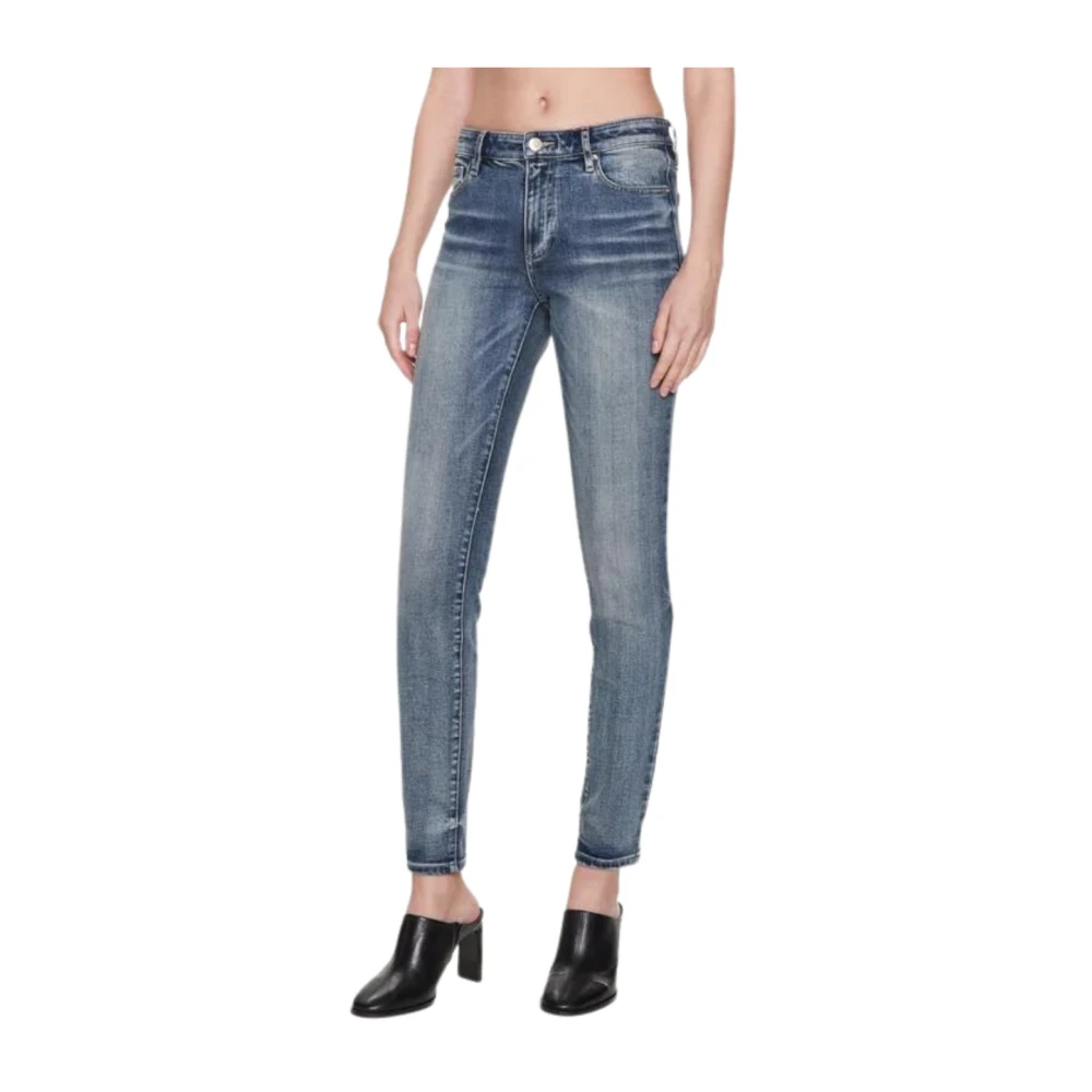 Armani Exchange Blå Super Skinny Jeans I Indigo Denim