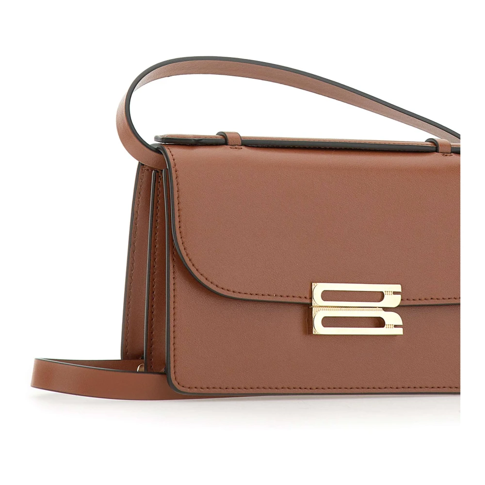Victoria Beckham Bruin Leren Schoudertas The Dorian Brown Dames