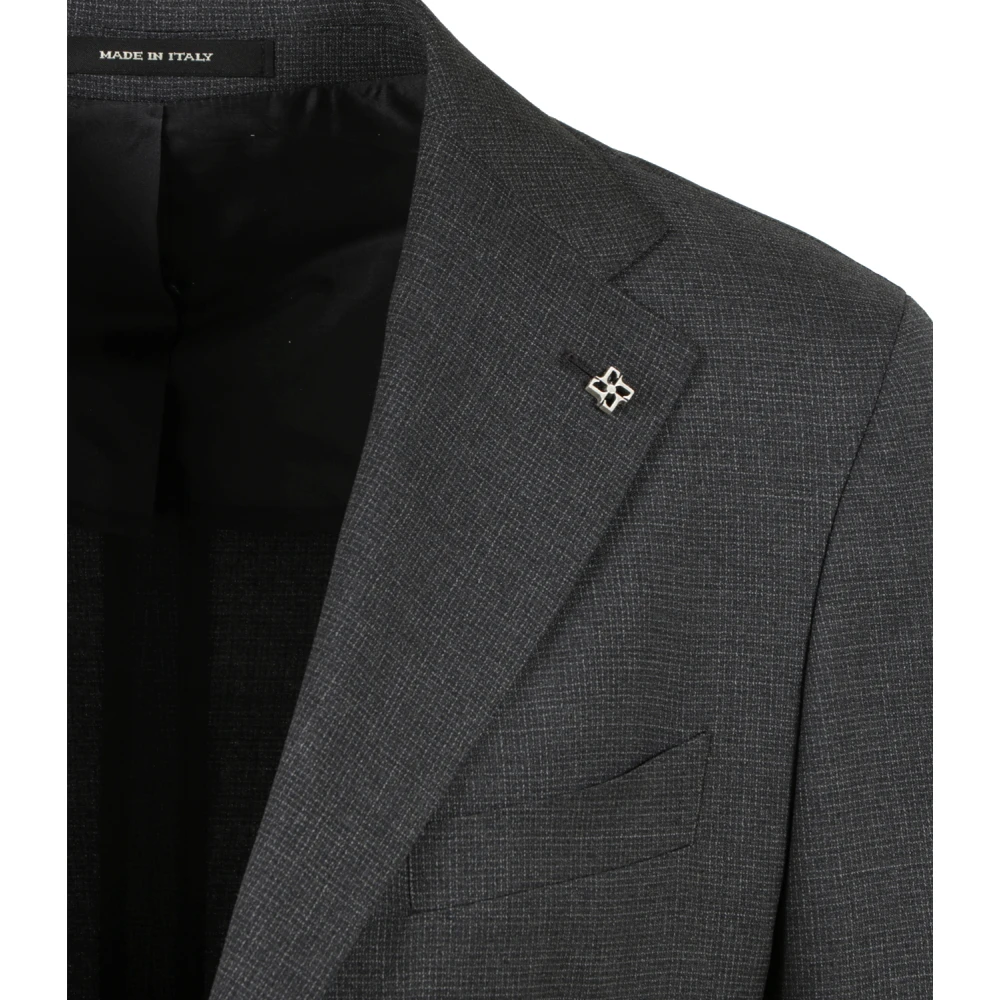Tagliatore Elegant Zwart en Grijs Pak Gray Heren