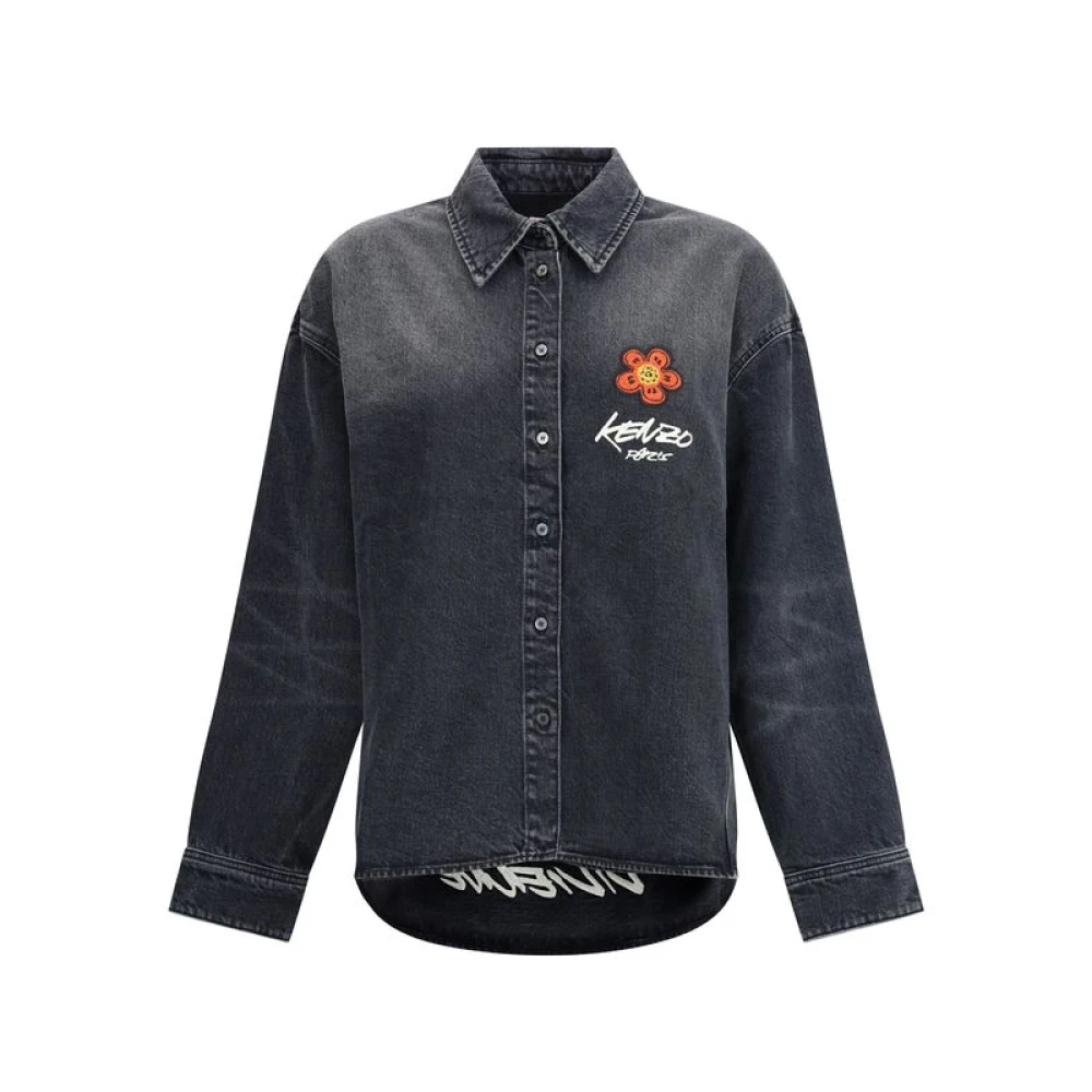 Kenzo Women's Black Futura Workwear Denim Shirt