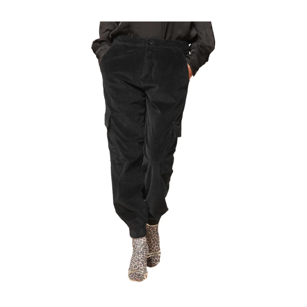 Mason's Fluwelen Cargo Broek Relaxte Pasvorm Zwart Black Dames