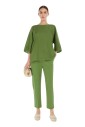chemisier-vert-en-soie-avec-insert-en-jersey