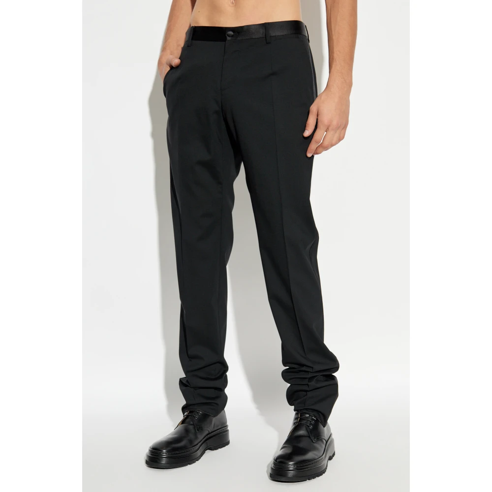 Dolce & Gabbana Wollen Tuxedo Broek Black Heren