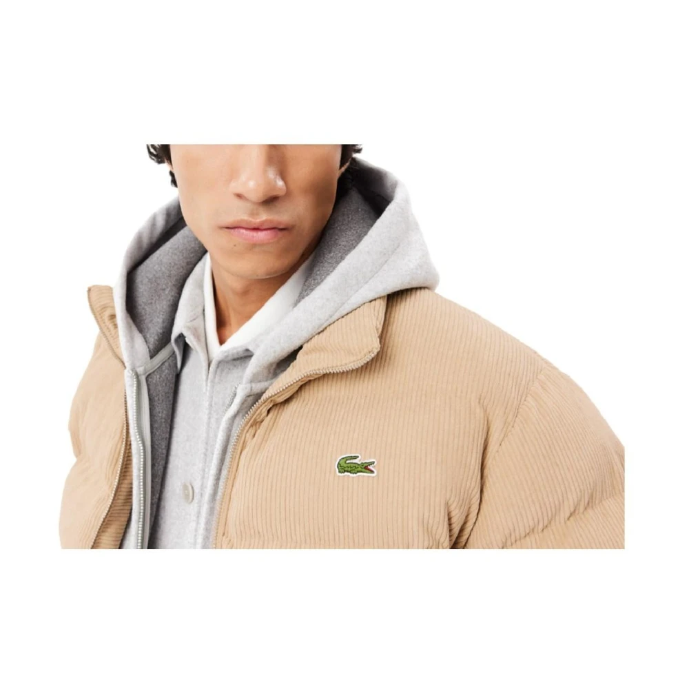 Lacoste Fluwelen Gewatteerde Jas Beige Heren