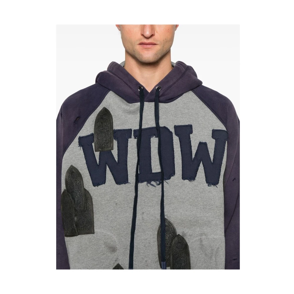 Who Decides War Gedistresseerde Katoenen Trui met Patchdetail Gray Heren