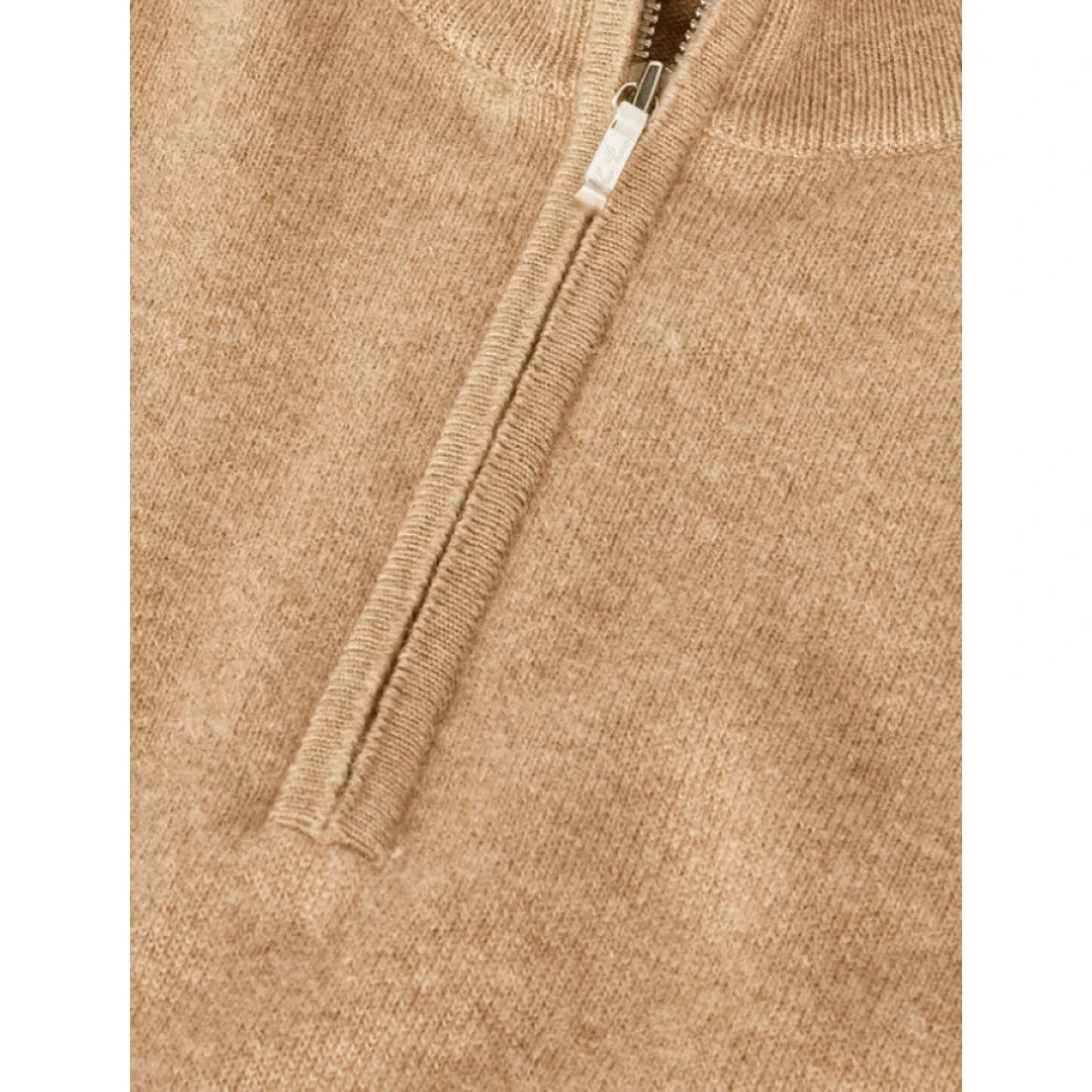 Loro Piana Bruine Half-Zip Sweater Brown Heren