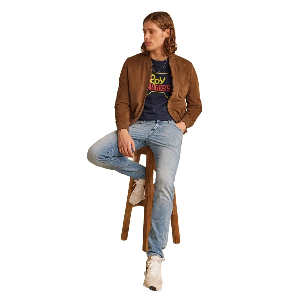 Roy Roger's Korte Mouw T-shirt Blue Heren