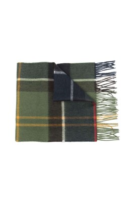 green-check-pattern-wool-cashmere-scarf
