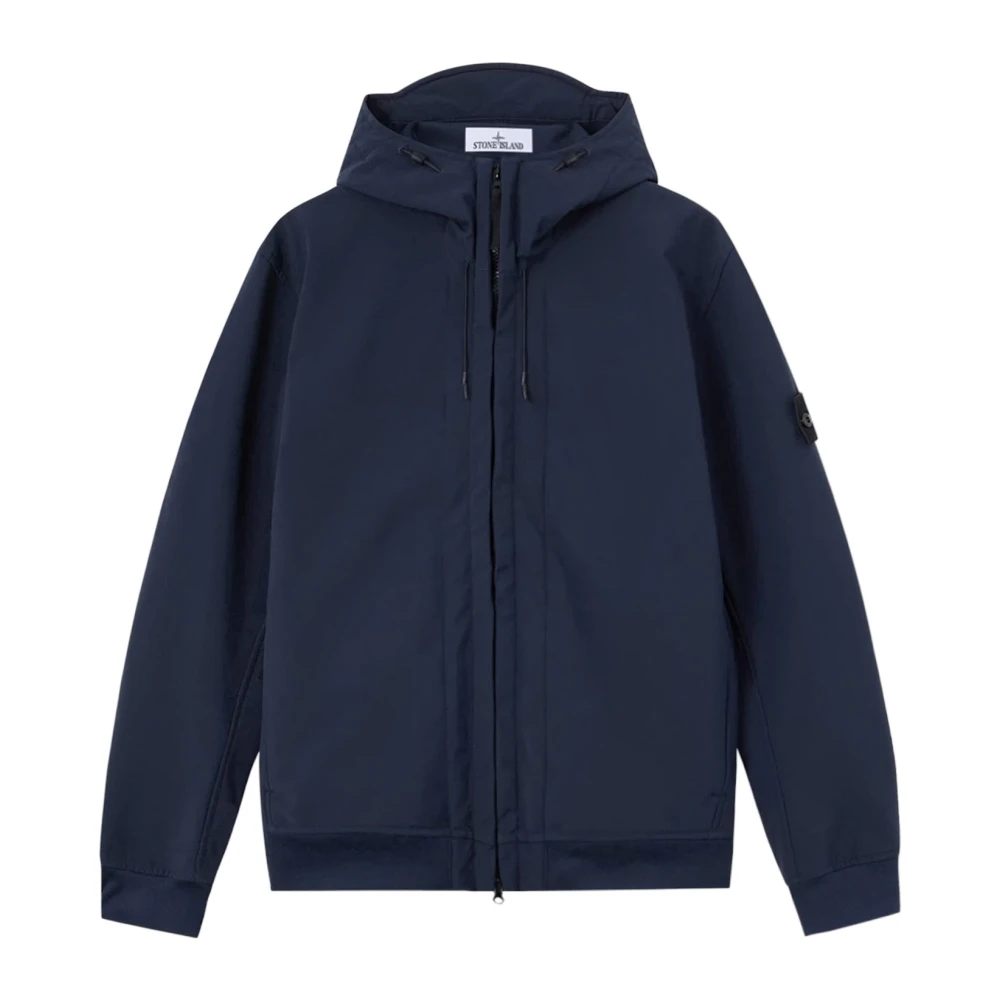 Stone Island Soft Shell-R Hooded Jacket - Male - Light Jackets - Blue - Xl - Jackets