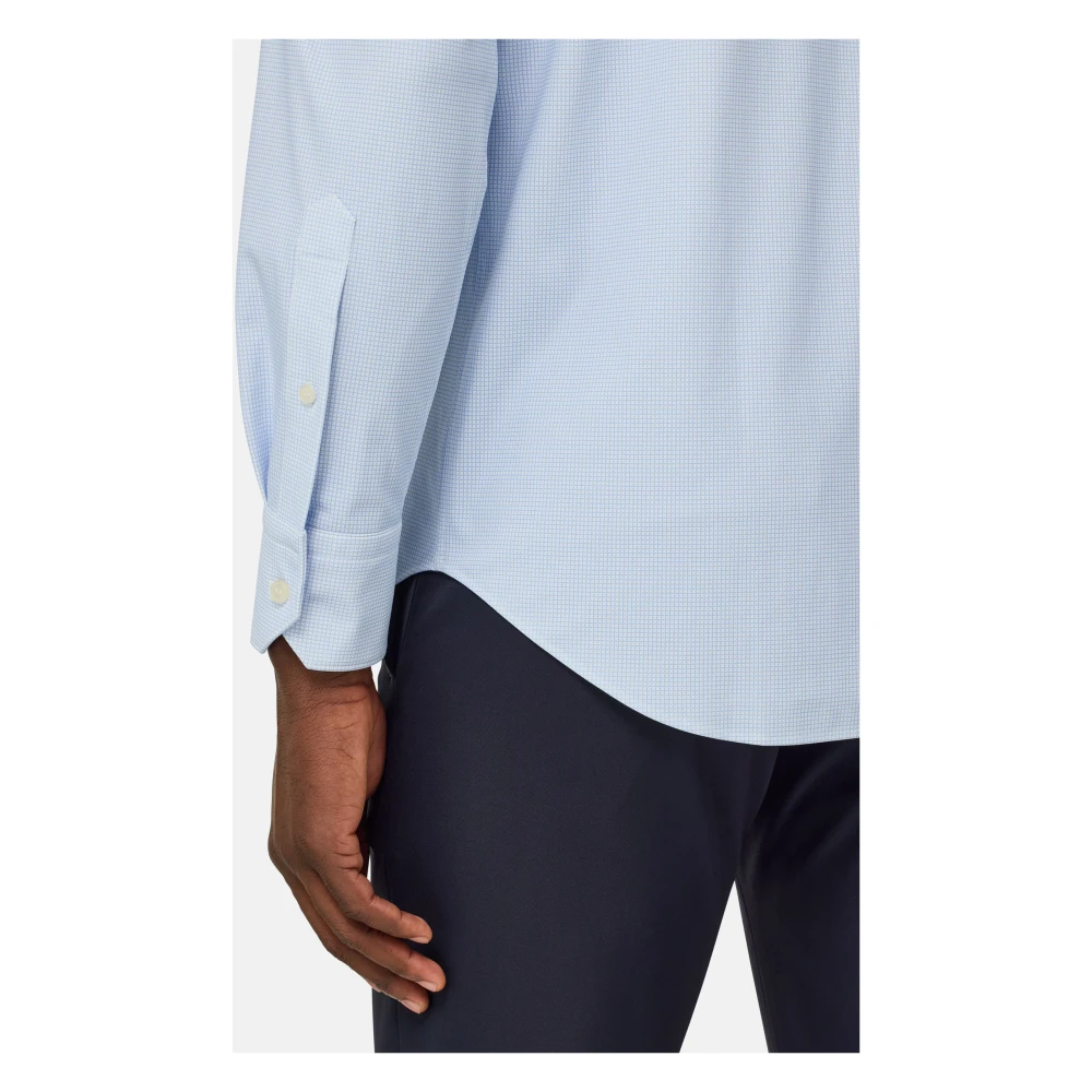 Boggi Milano B Tech Slim Fit Stretch Nylon Overhemd Blue Heren