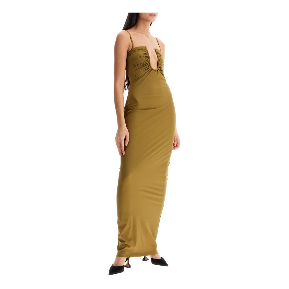 Christopher Esber Mouwloze Maxi Lycra U-hals Jurk Green Dames