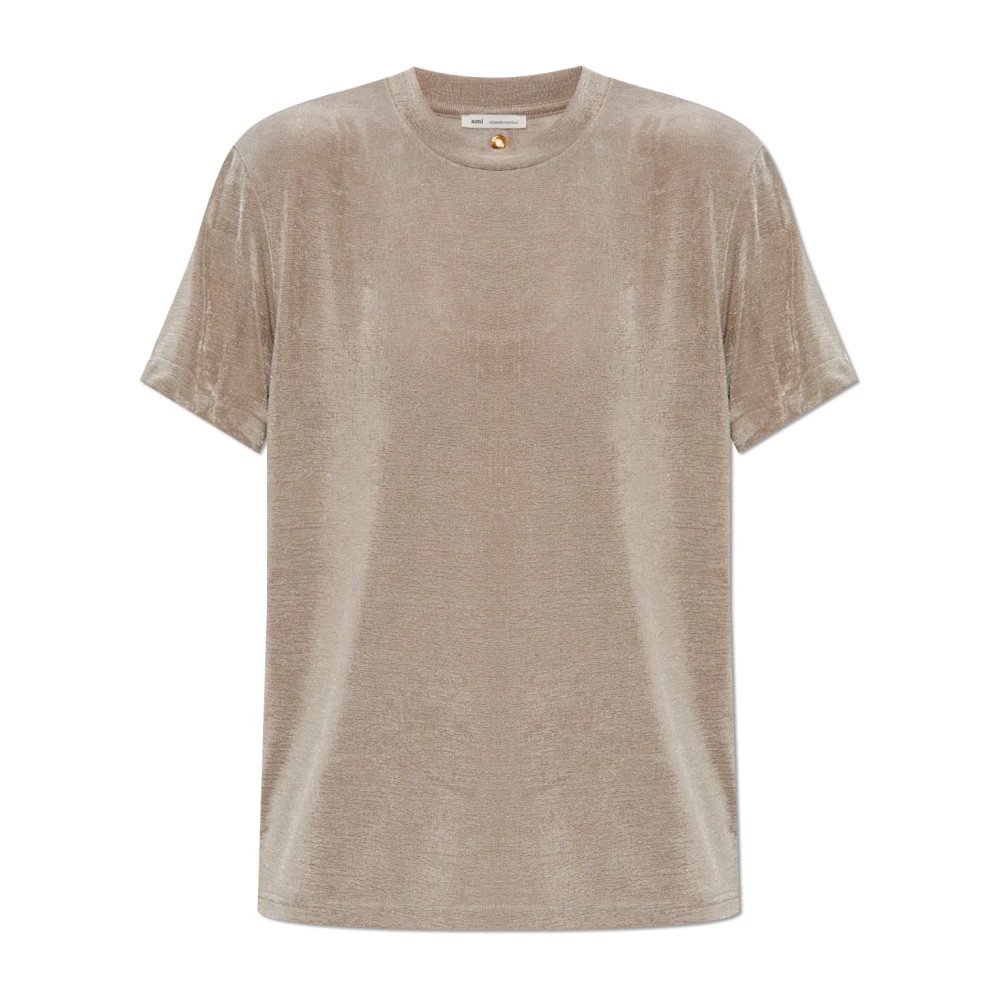 Ami Paris T-shirt med rund hals Beige, Dam