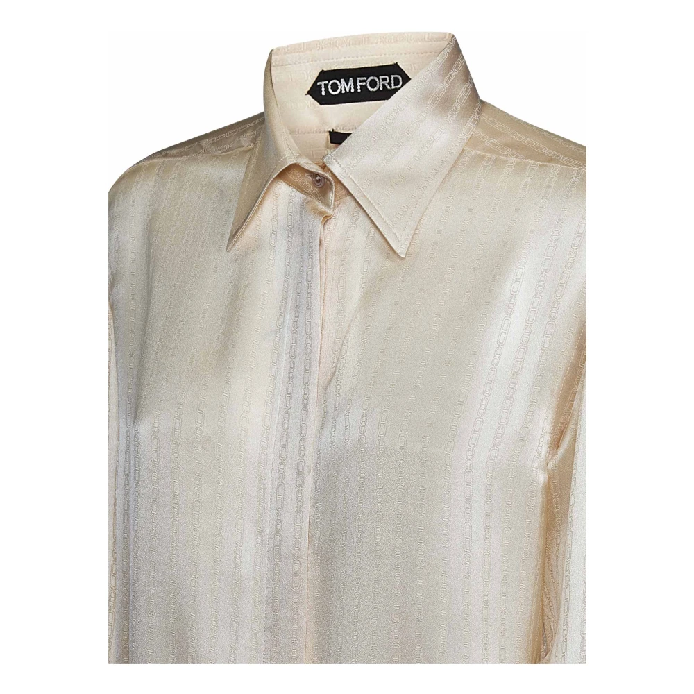Tom Ford Gestreepte Beige Shirt Aw24 Beige Dames