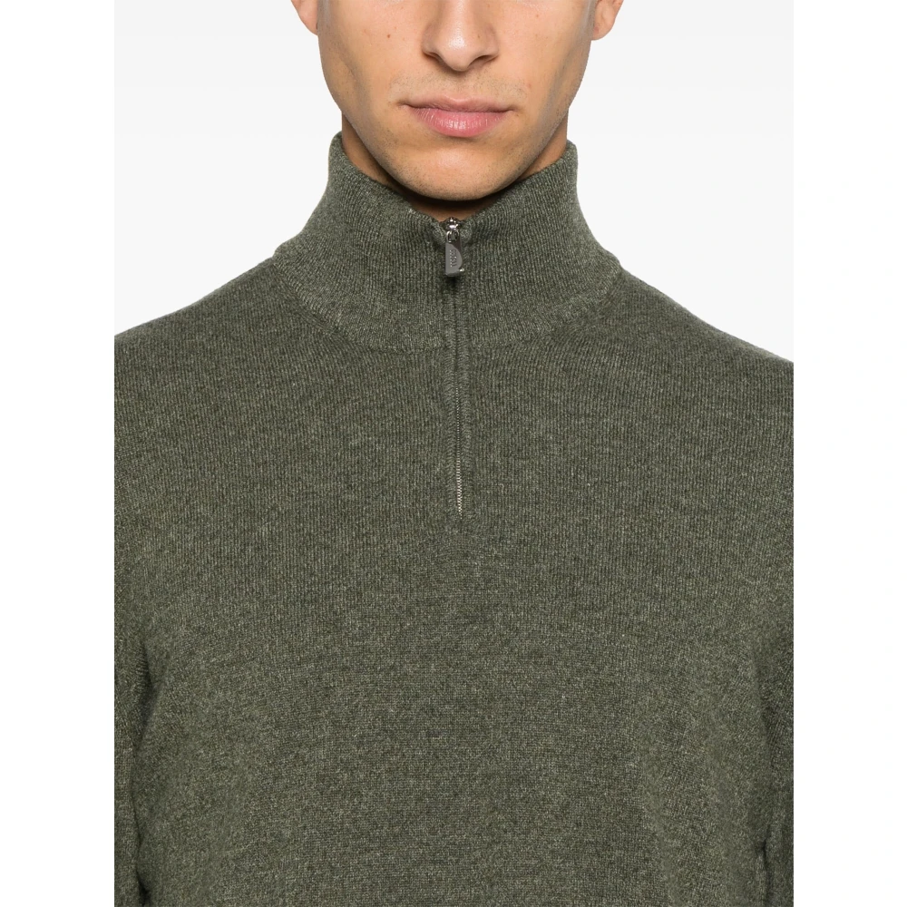 Fedeli Luxe Cashmere Half-Zip Gebreide kleding Green Heren