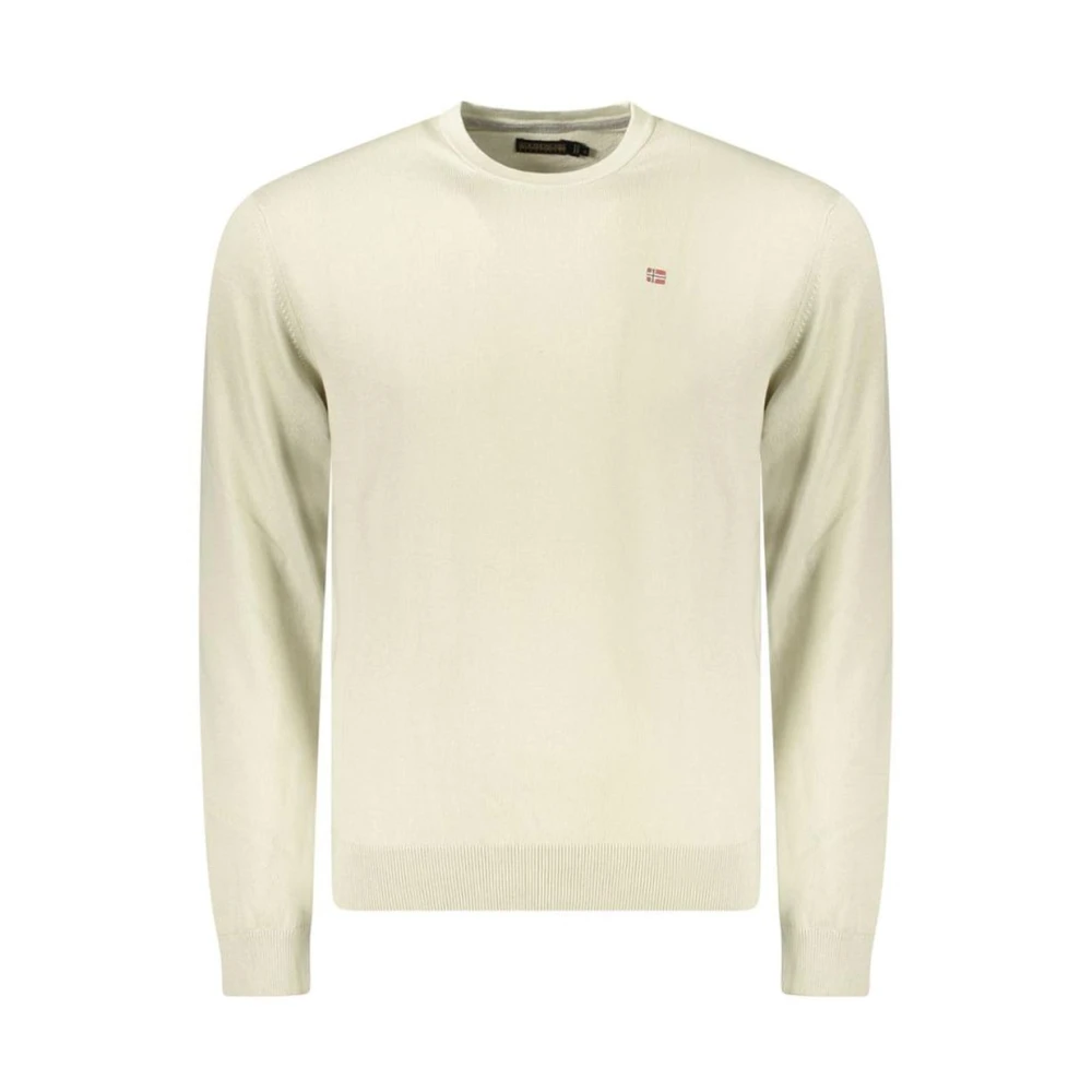 Napapijri Men's Beige Round-Neck Knitwear, Xl, Cotton Knit Jumper