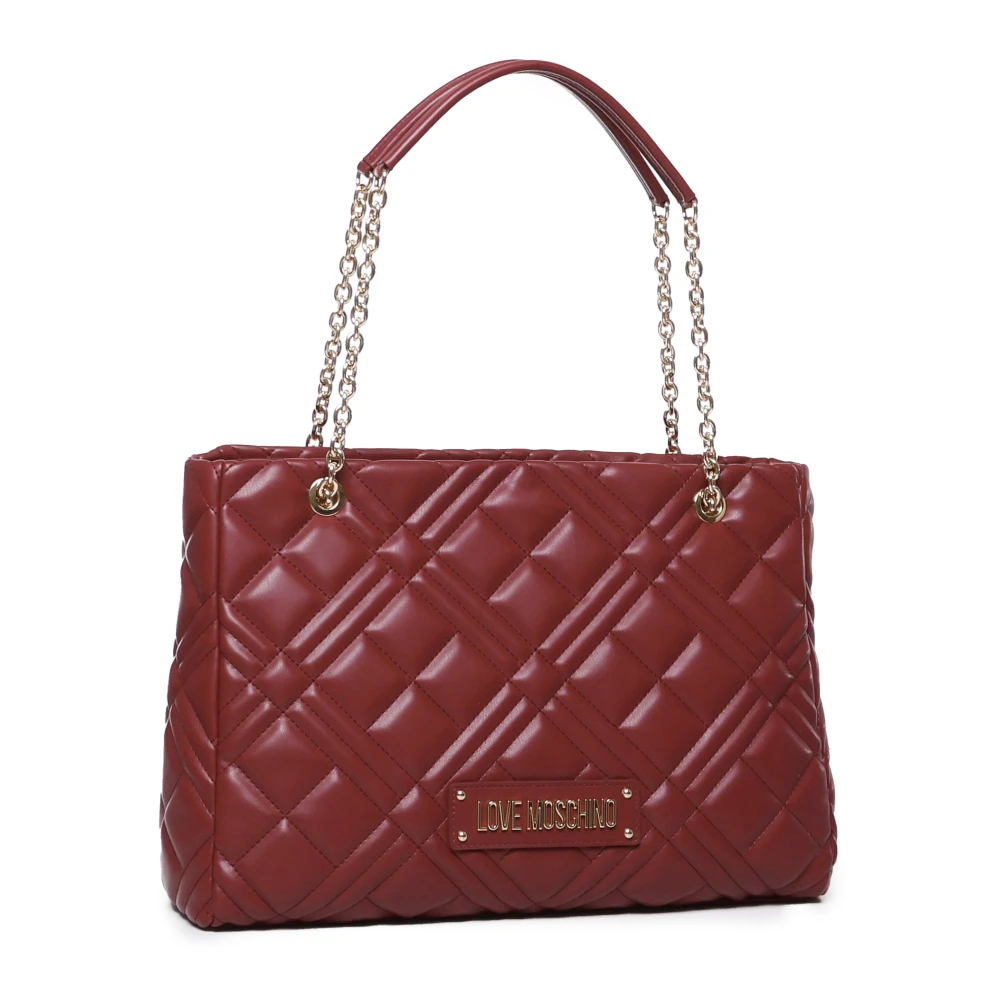 Love Moschino Zwarte Schoudertas met Klep Sluiting Red Dames