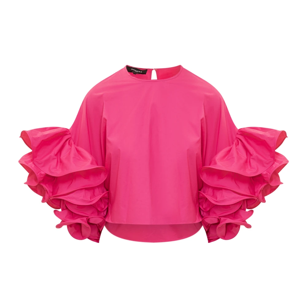 Rochas Elegant Ruffled Sleeve Blouse Pink Dames
