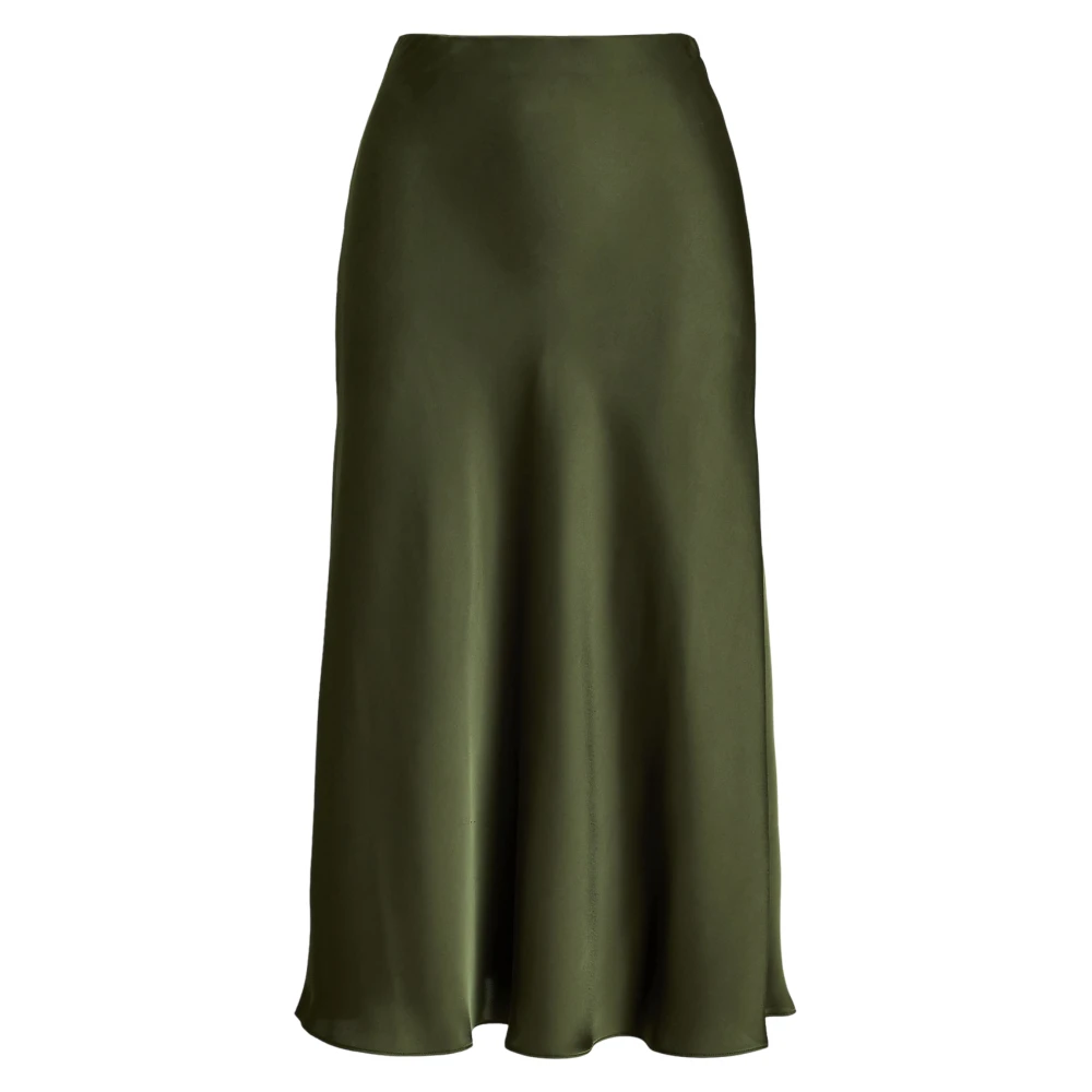 Ralph Lauren Satijnen Charmeuse Midi Rok Green Dames