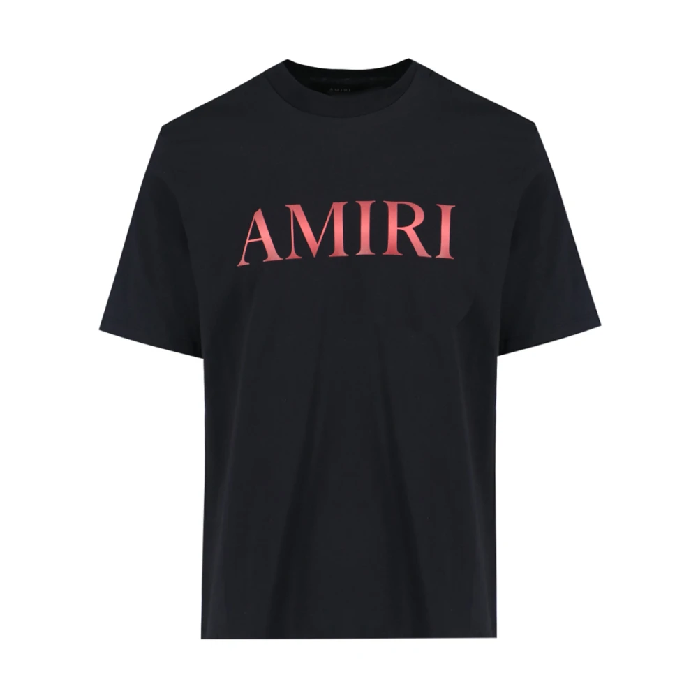 Amiri Zwarte Logo T-shirt met Rode Details Black Heren