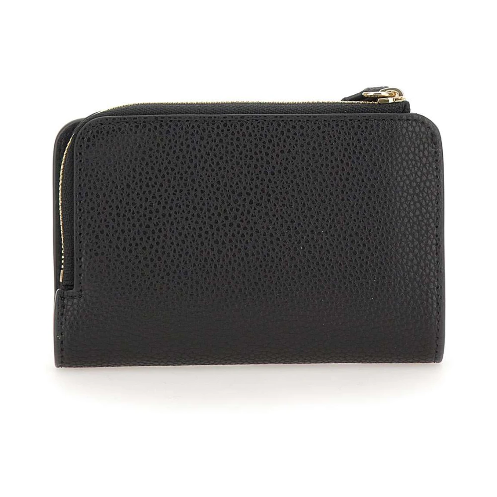Emporio Armani Vegan Leren Portemonnee Zwart Knoopsluiting Black Dames