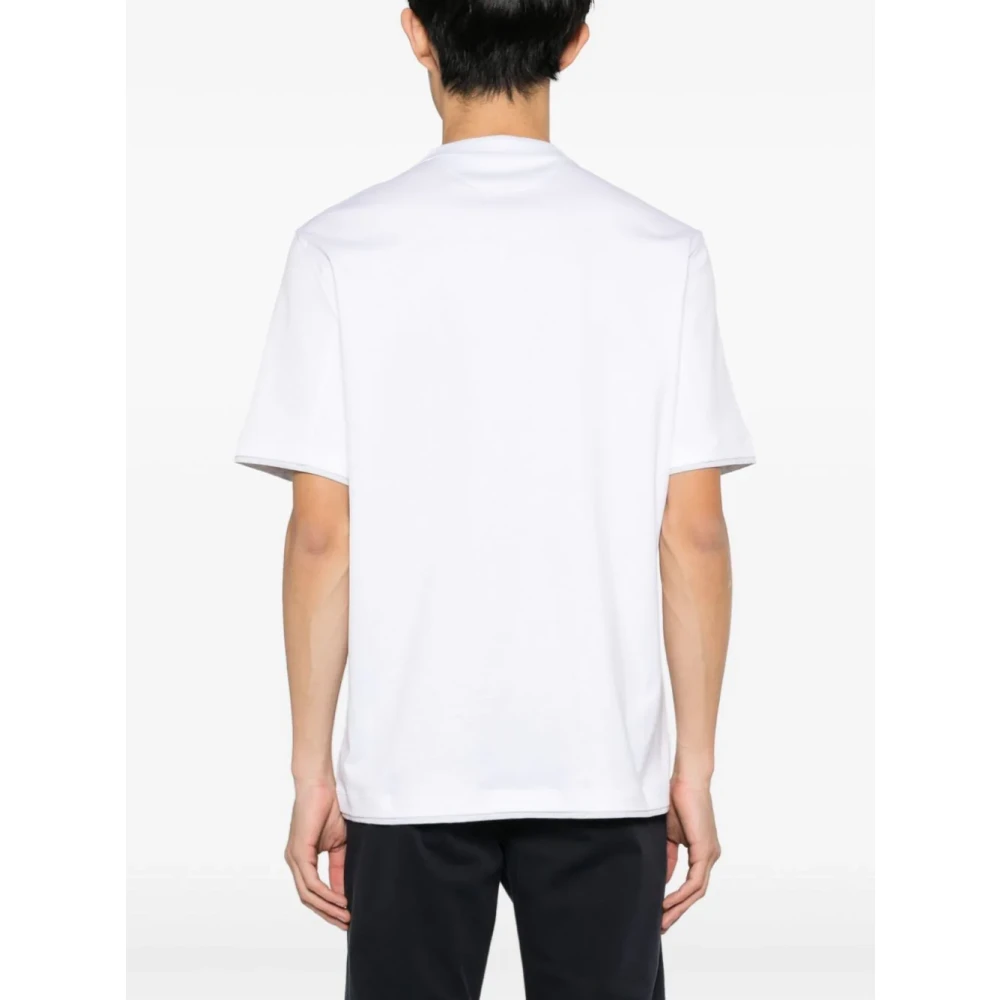 BRUNELLO CUCINELLI Wit T-shirt met geborduurd logo White Heren