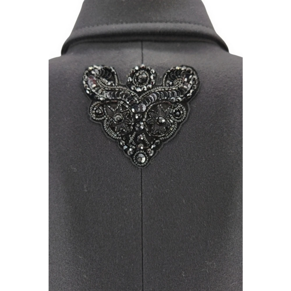 bazar deluxe Lange zwarte jas met borduurwerk Black Dames