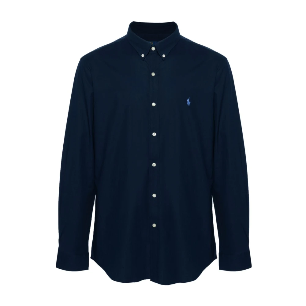 Polo Ralph Lauren Men's Blue Cotton Shirt With Logo Embroidery
