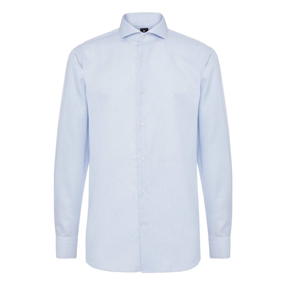 Boggi Milano Ultimate NON Iron Twill Geruite Katoenen Regular Fit Overhemd Blue Heren