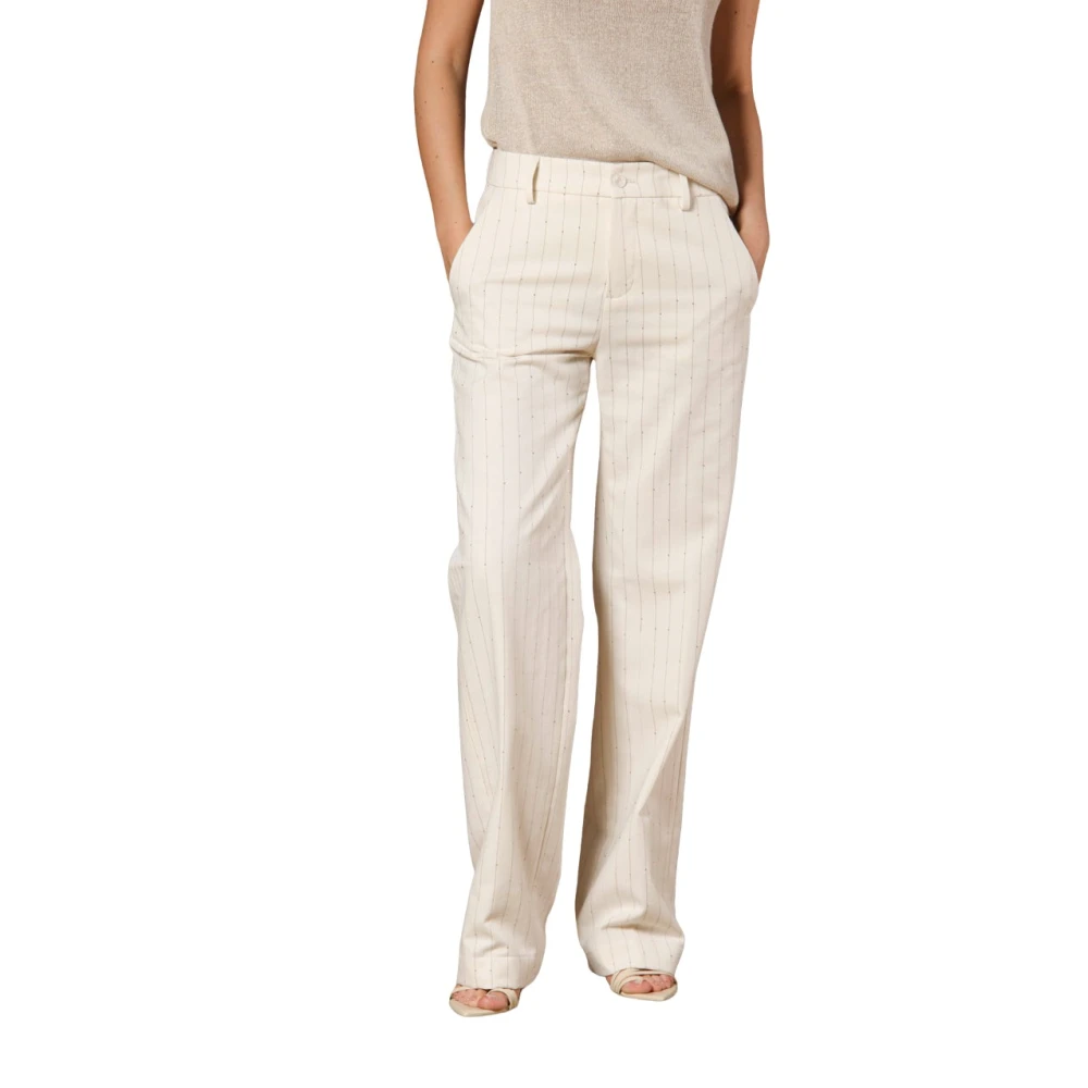 Mason's Vrouw Wit Gouden Streep Gestreepte Chino Broek