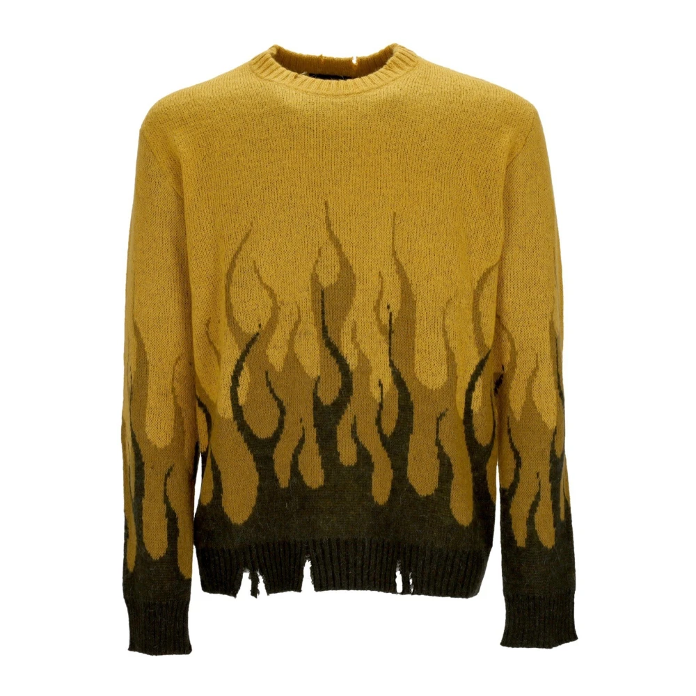 Vision OF Super Double Flames Sweater Yellow Heren