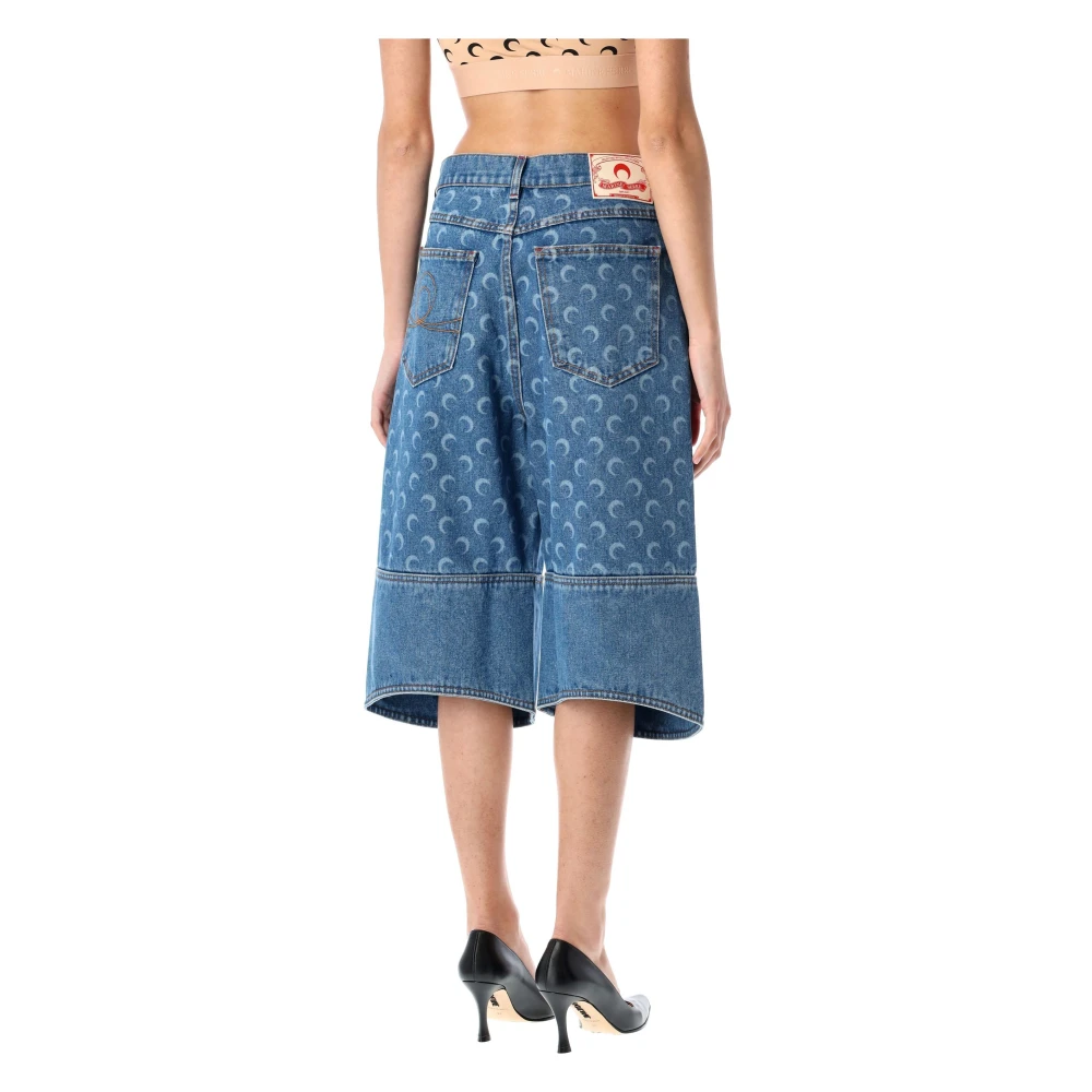 Marine Serre Lichtblauwe Moon Laser Denim Shorts Blue Dames