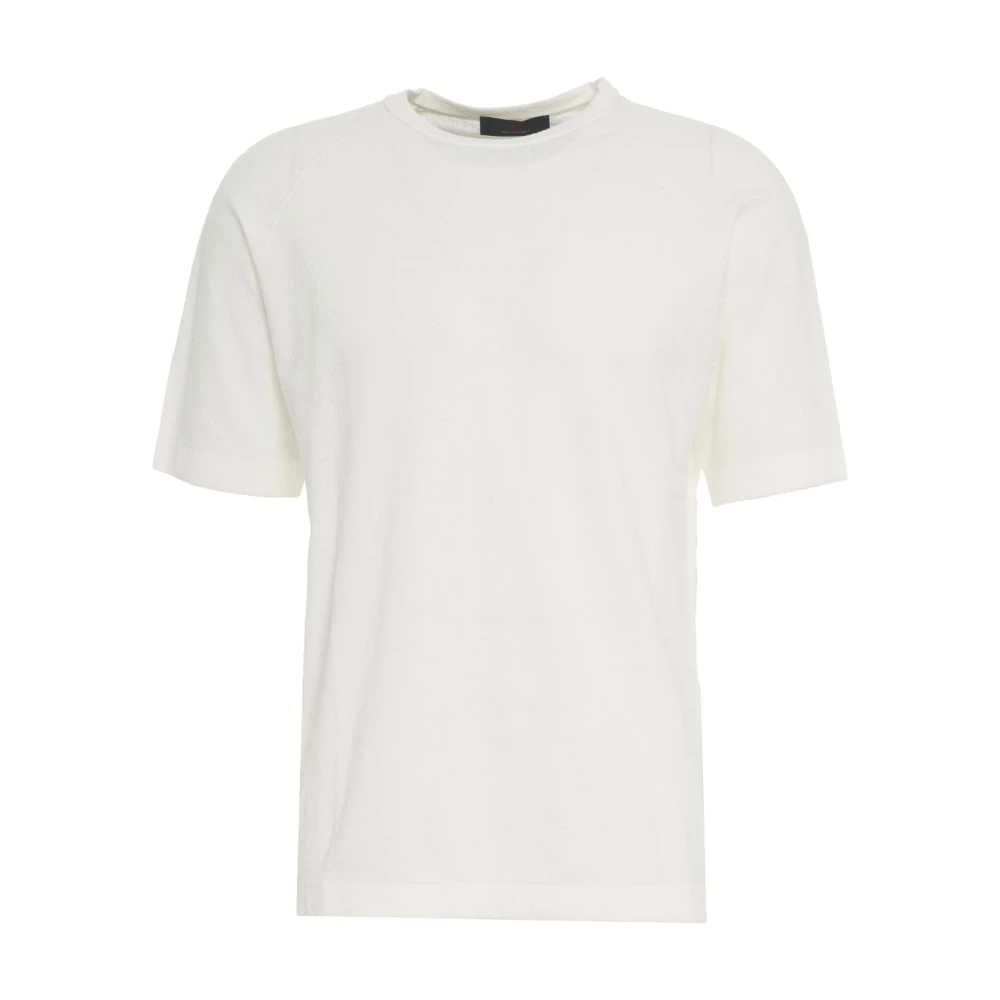 Peuterey Wit T-shirt met Ribkraag White Heren