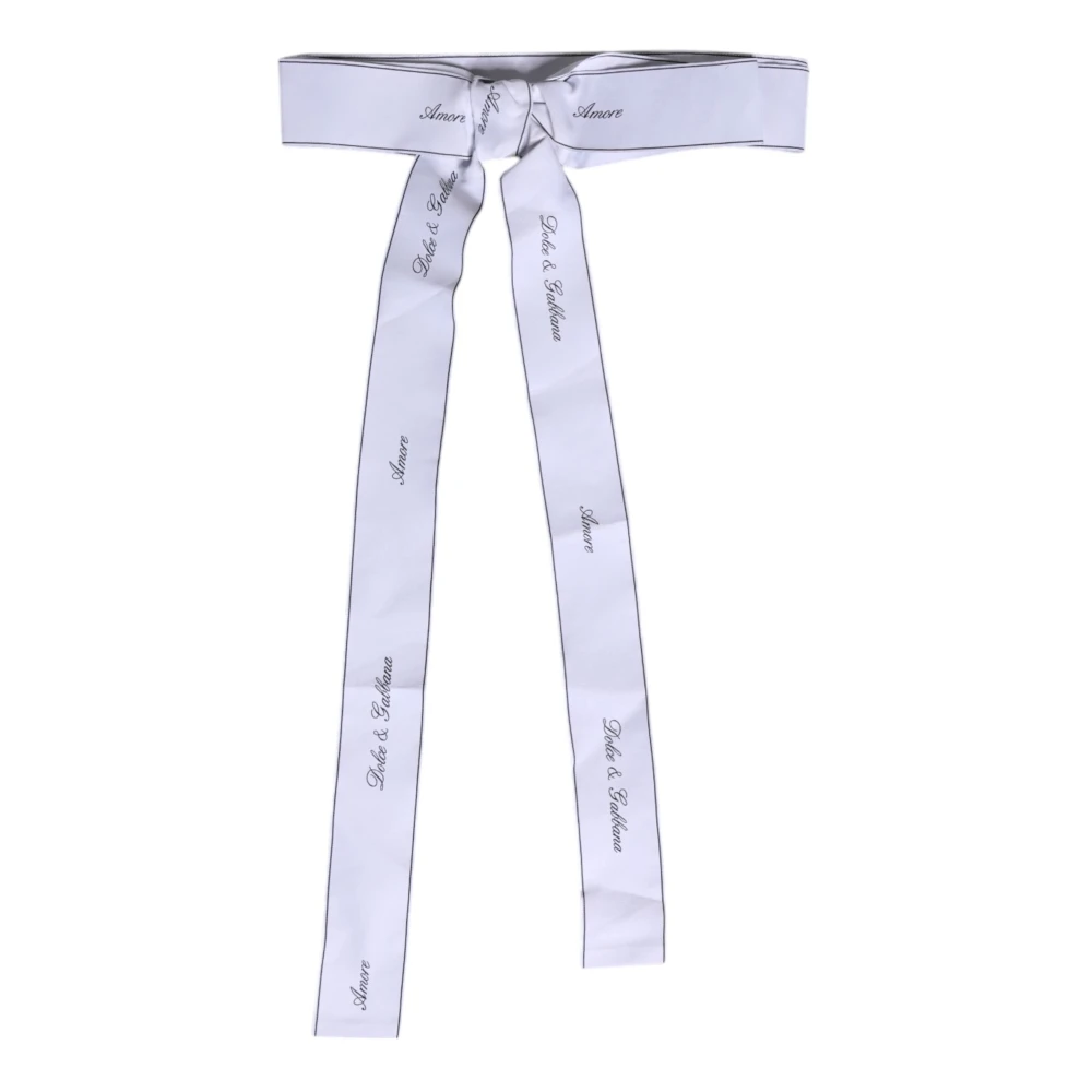 Dolce & Gabbana Women's White Waist Ribbon Wide Bow Logo Belt - Belts - S - Accessories