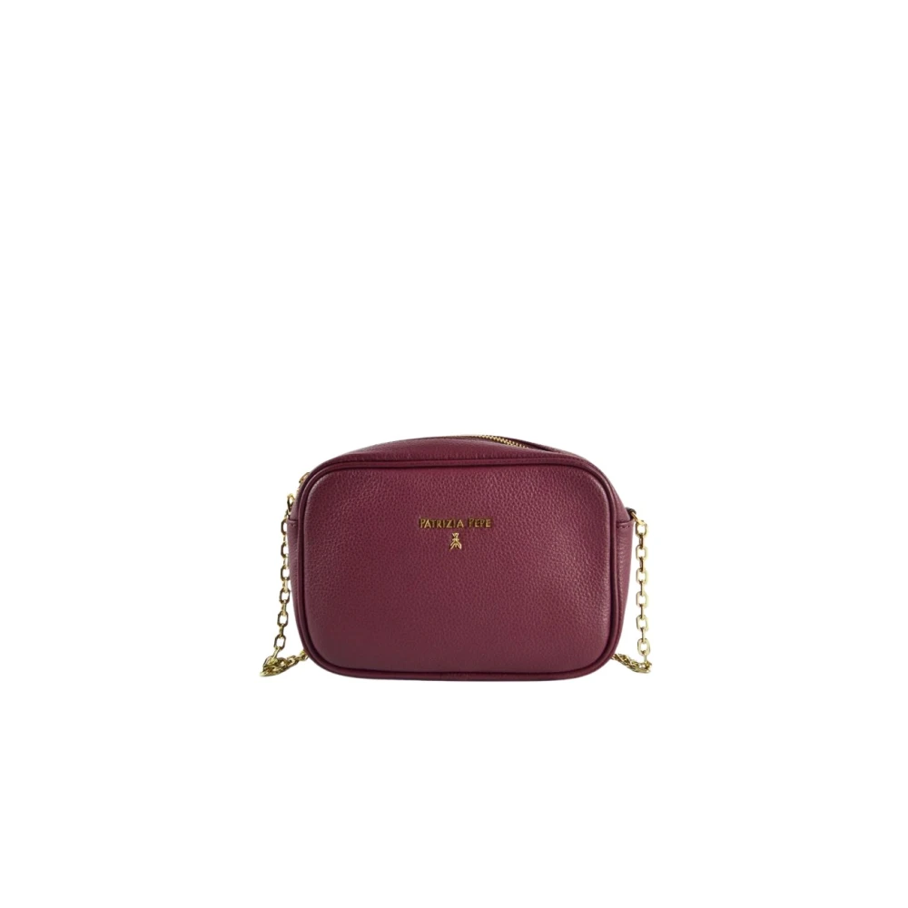 PATRIZIA PEPE Leren schoudertas met kettingriem Purple Dames