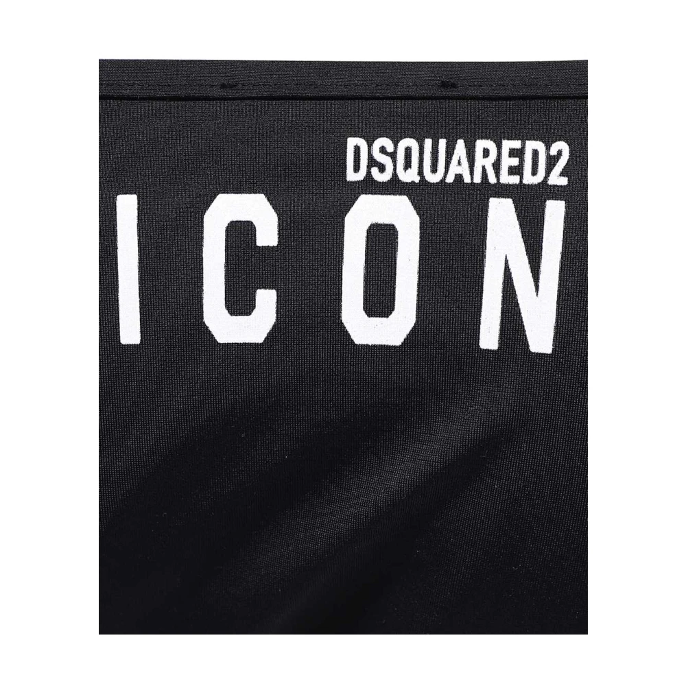 Dsquared2 Logo Print Tie Side Bikini Hipster Black Dames