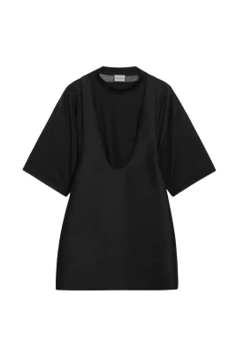 Hybridklänning med genomskinlig T-shirt