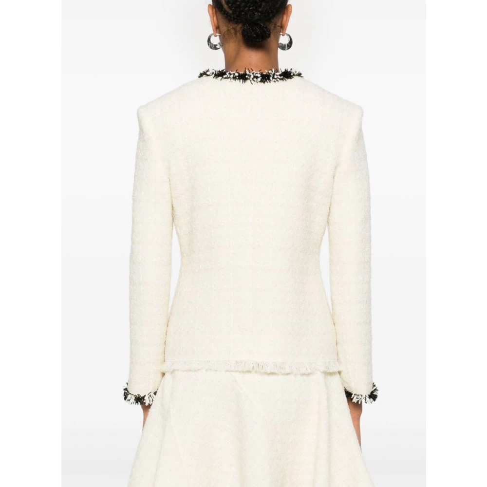 Givenchy Beige Tweed Jas met Kralenversiering Beige Dames