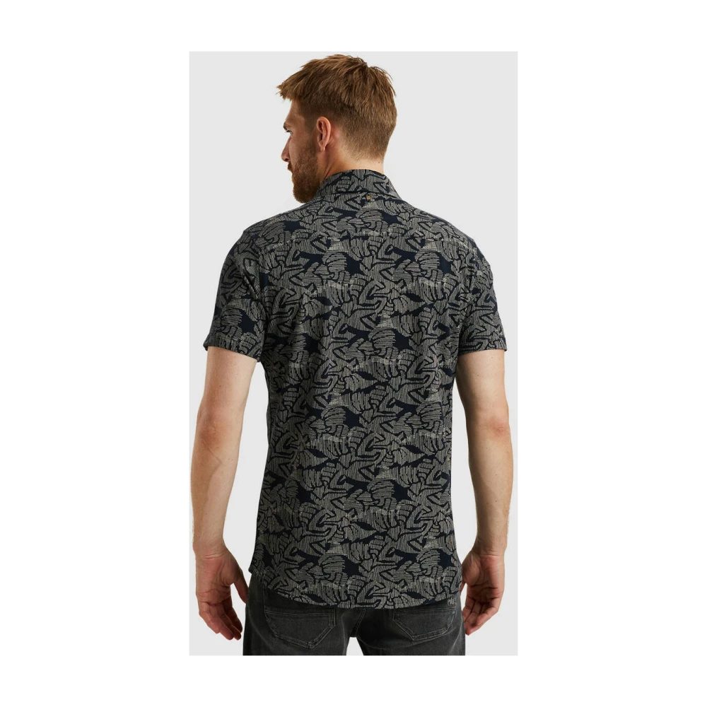 PME Legend Kort overhemd Print op Jersey Blue Heren