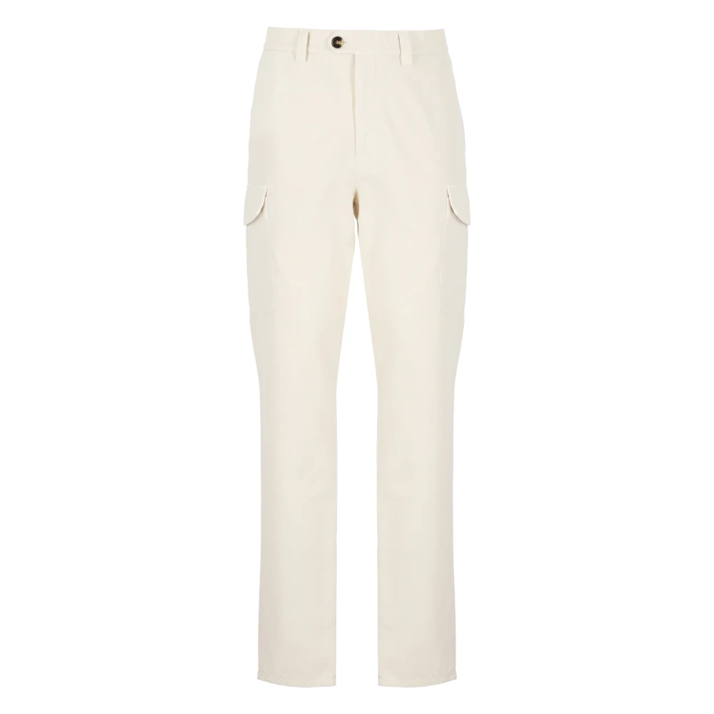 BRUNELLO CUCINELLI Ivoor Katoenen Broek met Zakken Beige Heren