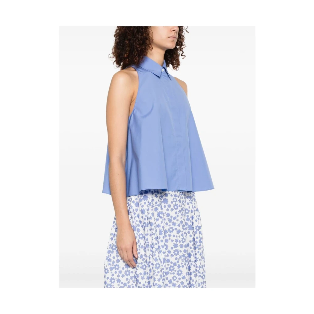 Marni Blauw Mouwloos Geborduurd Overhemd Blue Dames