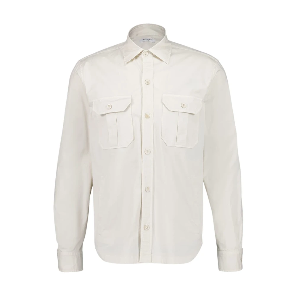 Boglioli Men's White Cotton Overshirt With Pockets - Light Jackets - 2XL - Jackets