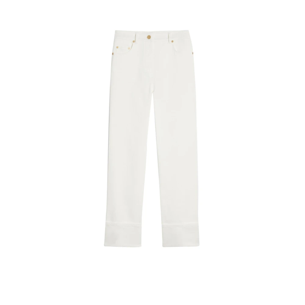 Max Mara Witte katoenen stretchbroek White Dames