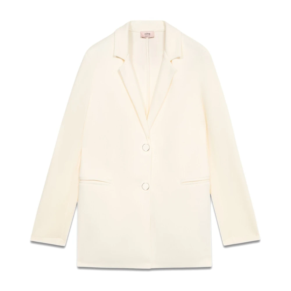 Oltre Soft-Touch-Sweatshirt-Blazer White Dames