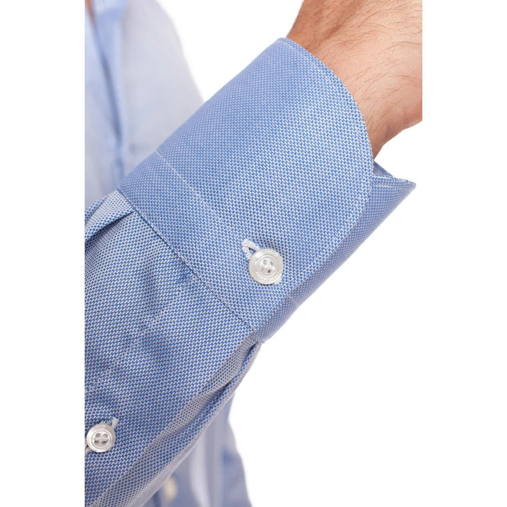 Finamore Neapolitaans Vervaardigde Slim-Fit Casual Overhemden Blue Heren