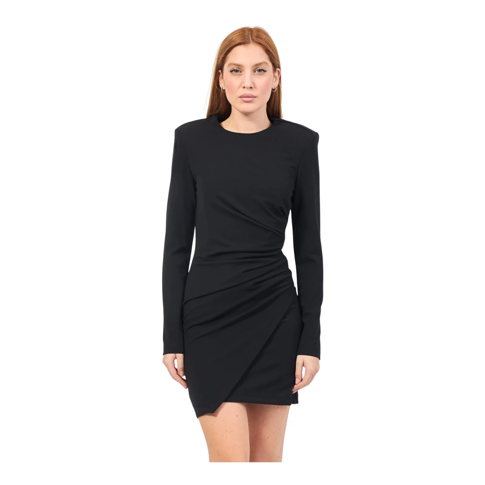 Silvian Heach Zwarte Geplooide Jurk met Ronde Hals Black Dames