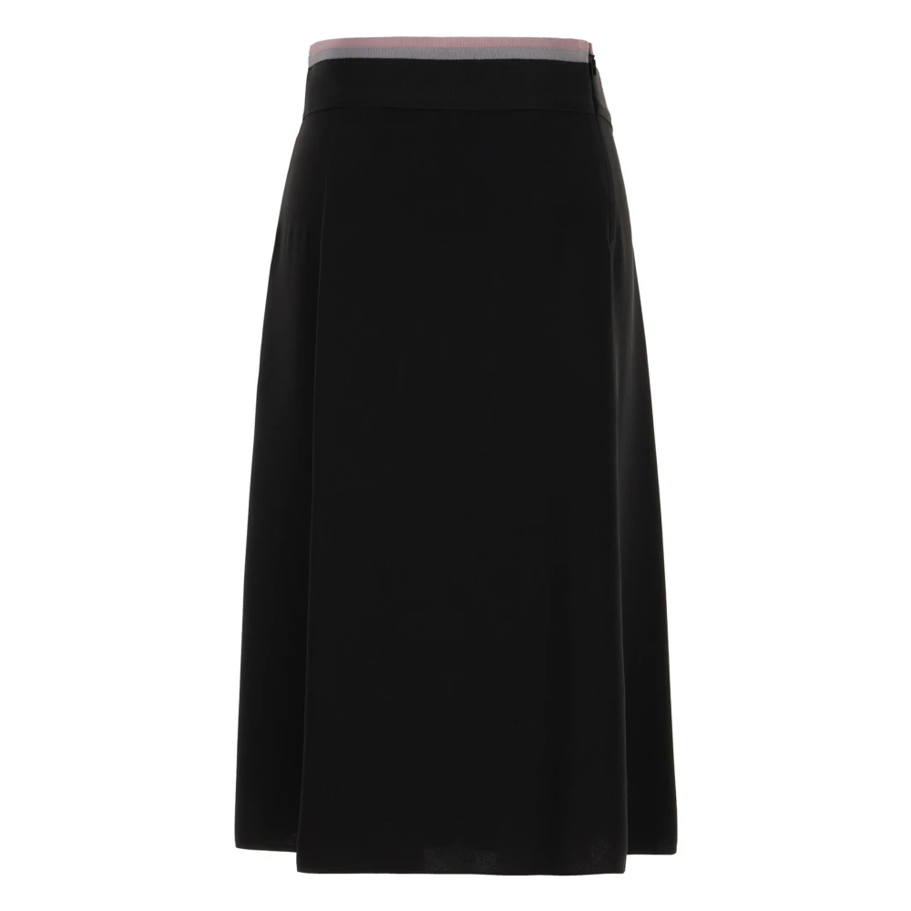 Fendi Zijden rok met contrasterend lint Black Dames